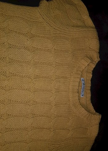 Sarı Kısa Kollu Örgü  Yün Kadın Kazak - Görsel 2