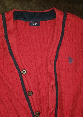 U.S Polo Çocuk Kırmızı Örgü Hırka - Görsel 2
