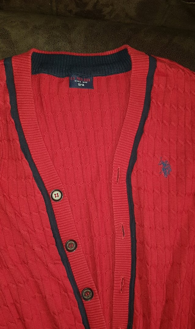 U.S Polo Çocuk Kırmızı Örgü Hırka - Görsel 2