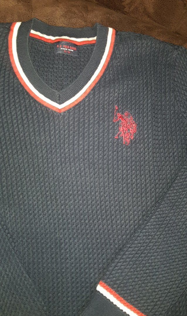 Erkek Lacivert V Yaka Örgü Kazak - Görsel 2