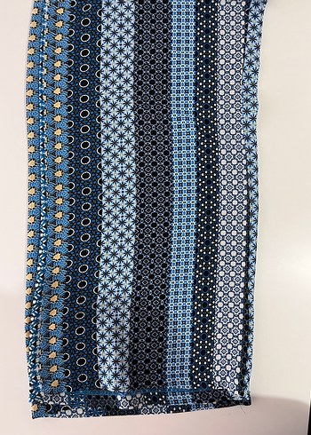 Uzun Mavi Desenli Koton Pantolon - Görsel 2