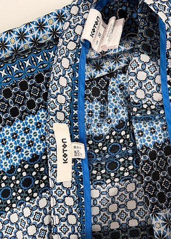 Uzun Mavi Desenli Koton Pantolon - Görsel 3