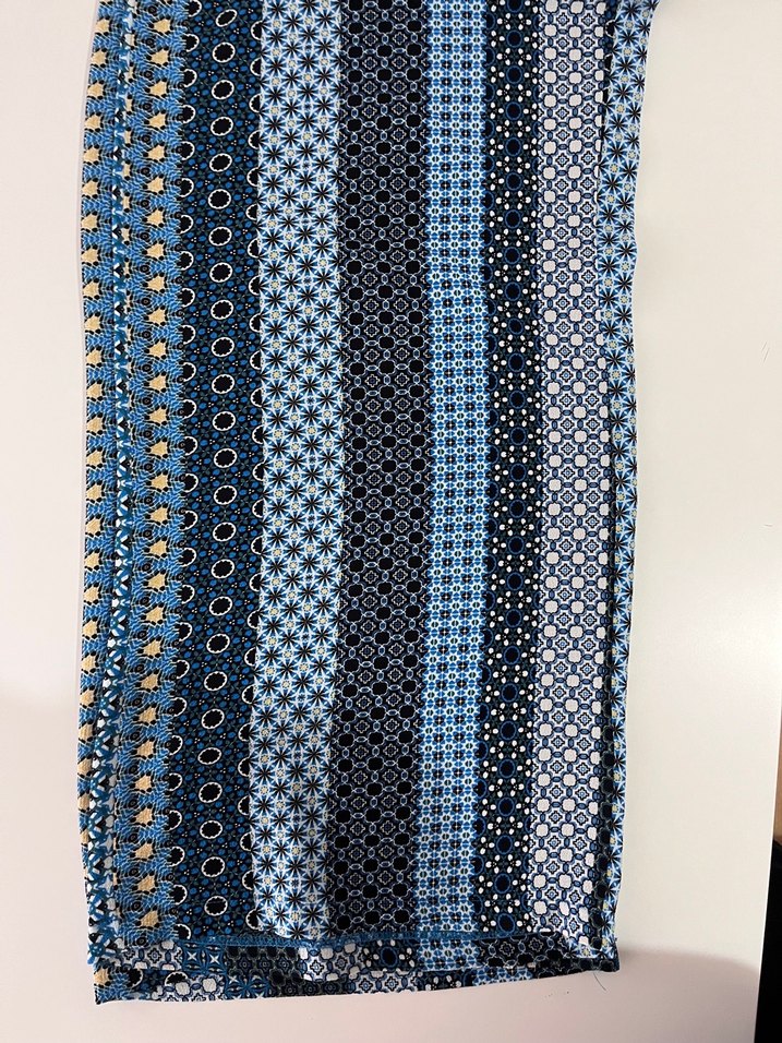 Uzun Mavi Desenli Koton Pantolon - Görsel 2