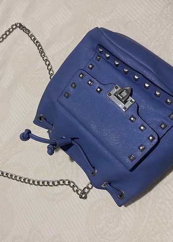 Mavi Deri Kadın Çanta Tokalı - Görsel 2