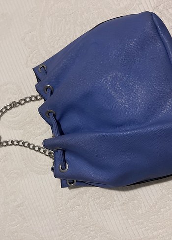 Mavi Deri Kadın Çanta Tokalı - Görsel 3