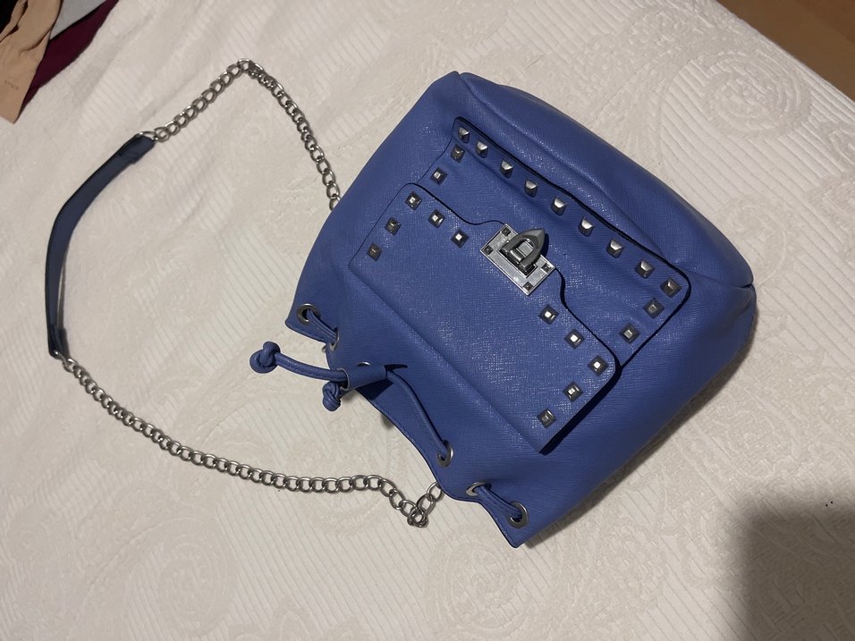 Mavi Deri Kadın Çanta Tokalı - Görsel 2