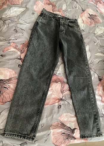 Koton Düğmeli Gri Batik Desenli Kadın Denim Pantolon - Görsel 3