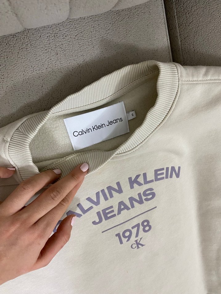 Calvin Klein Baskılı Bej Sweatshirt - Görsel 2