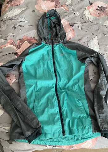 Nike Gri ve Turkuaz Kapüşonlu Yağmurluk - Görsel 2