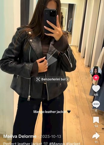 mango Siyah Deri Oversize Kadın Ceket - Görsel 2