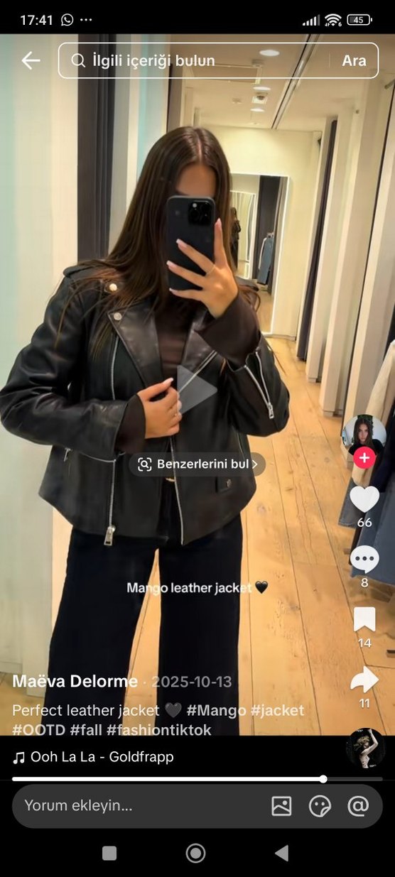 mango Siyah Deri Oversize Kadın Ceket - Görsel 2