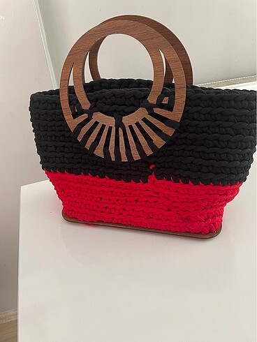Diğer Handmade Örgü Çanta - Ahşap Saplı
