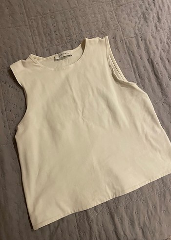 Beyaz sıfır kol crop - Görsel 4