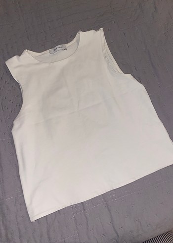 Beyaz sıfır kol crop - Görsel 2