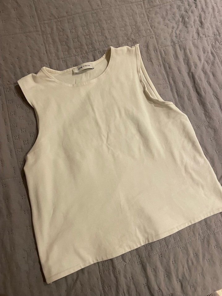 Beyaz sıfır kol crop - Görsel 4