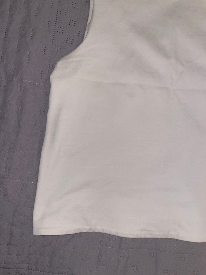 Beyaz sıfır kol crop - Görsel 3