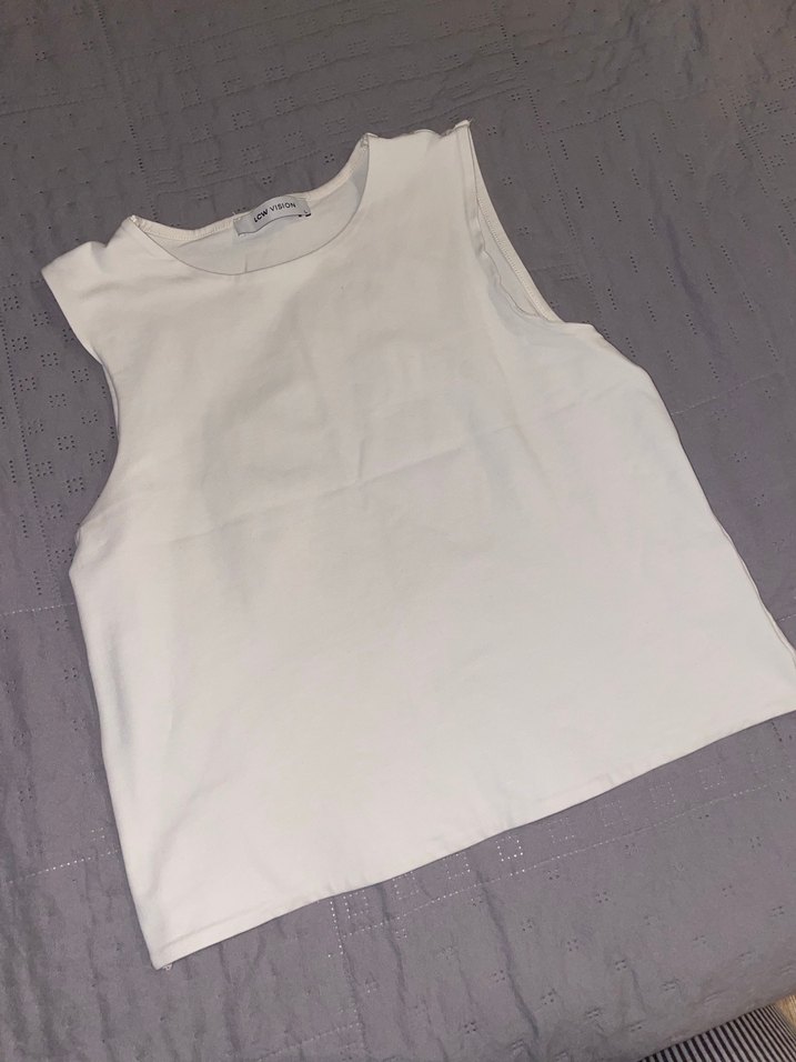 Beyaz sıfır kol crop - Görsel 2