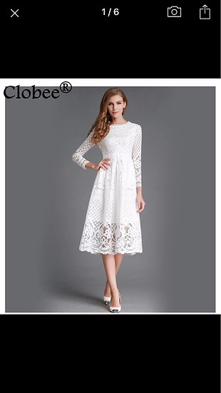 l Beden Beyaz dantel elbise