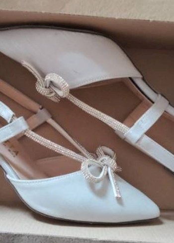 gri Fiyonklu Kadın Topuklu Abiye Ayakkabı - Görsel 2