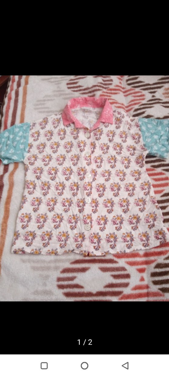 Desenli Düğmeli Kız Çocuk Gömlek - Görsel 2