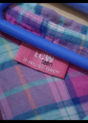 Mor ve Mavi Ekose Uzun Kollu Kız Çocuk Gömlek - Görsel 3