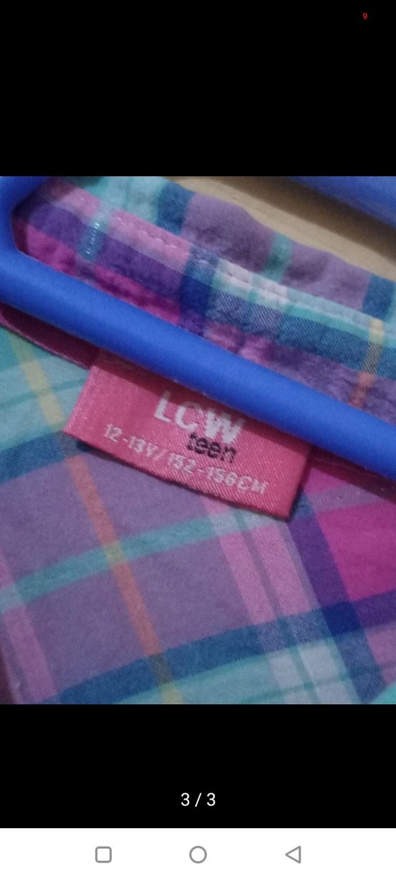 Mor ve Mavi Ekose Uzun Kollu Kız Çocuk Gömlek - Görsel 3