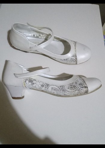 Beyaz Dantel Detaylı Kız Çocuk Babet - Görsel 4