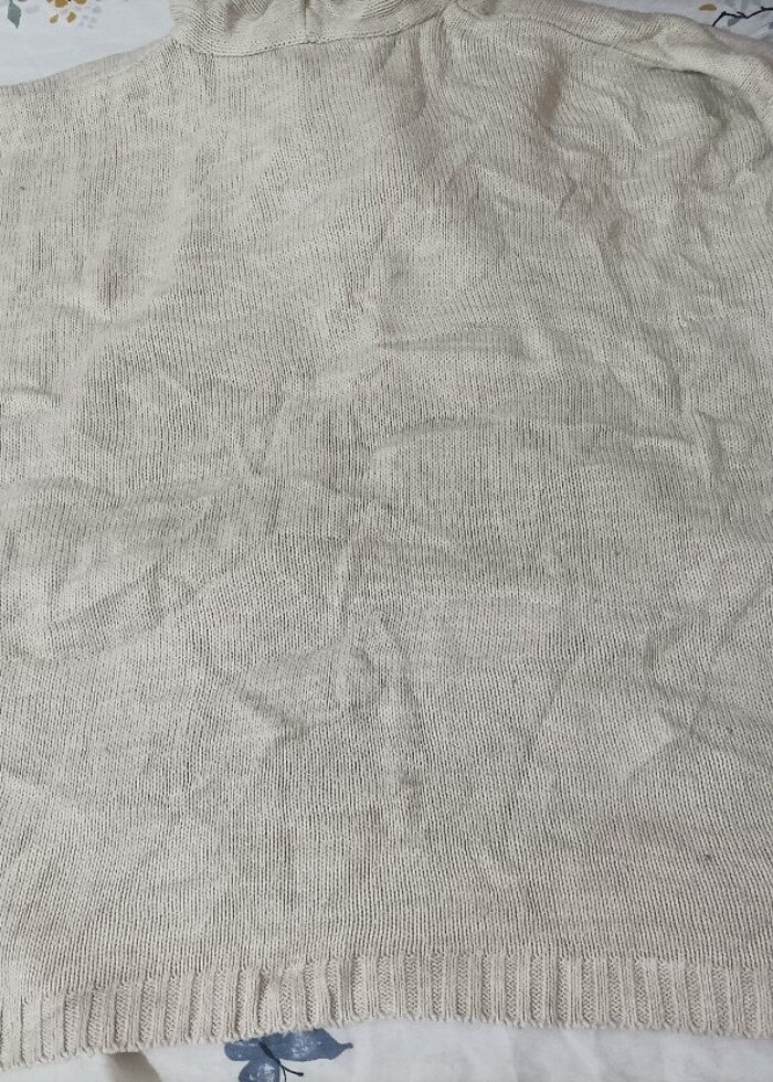 Bej Kapüşonlu Desenli Kız Çocuk Triko Panço LCW - Görsel 4