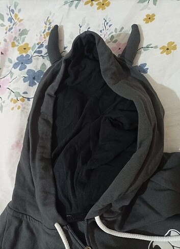 Şeytan Boynuzlu Kapşonlu Hoodie - Hırka - Görsel 8