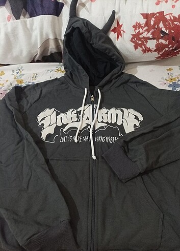 Şeytan Boynuzlu Kapşonlu Hoodie - Hırka - Görsel 10