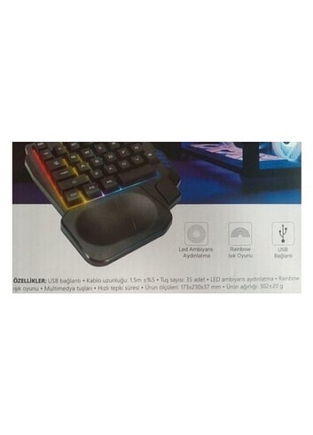 Gaming Klavye - POLOSMART PGM19 Kablolu Mini Gaming Klavye Siyah - Görsel 9