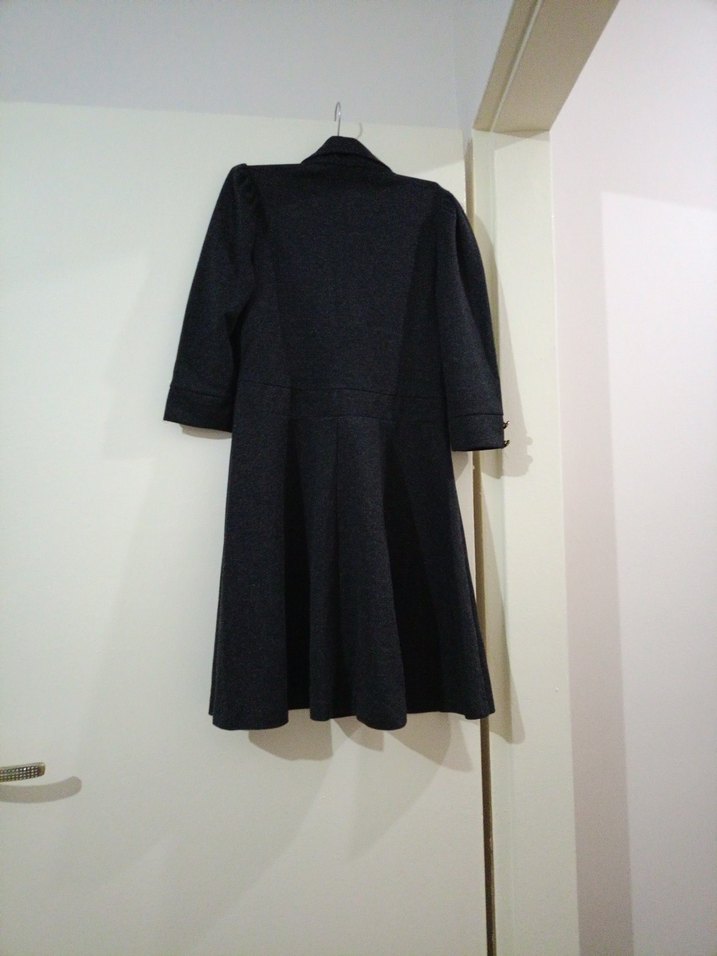 Düğmeli Antrasit Klasik Ofis Elbisesi - Görsel 2