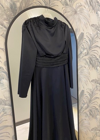 m Beden Siyah Uzun Drapeli Gotik Kadın Elbise