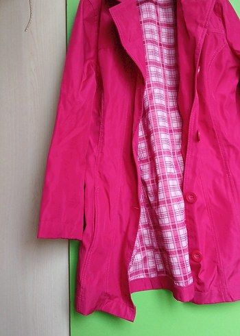 Pembe Düğmeli Midi Yağmurluk - Görsel 2