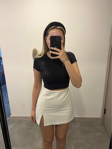 zara beyaz sort etek