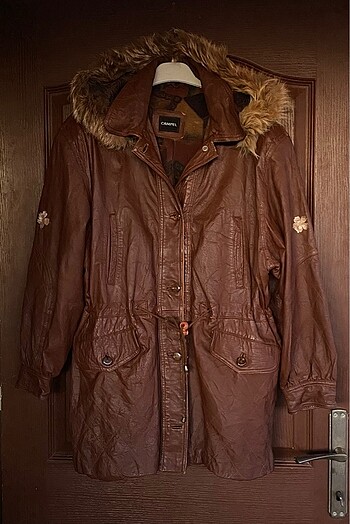hakiki deri vintage mont