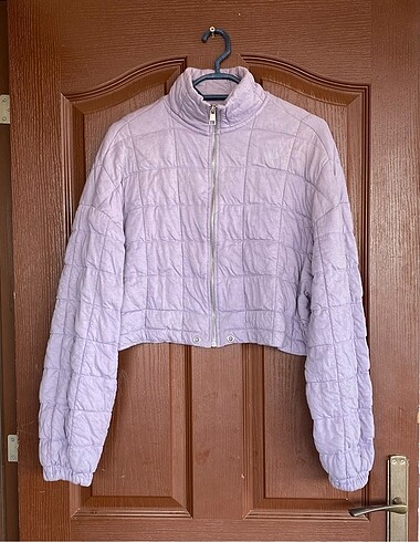 Yumuşak dokulu Vintage crop mont