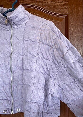 xl Beden mor Renk Yumuşak dokulu Vintage crop mont