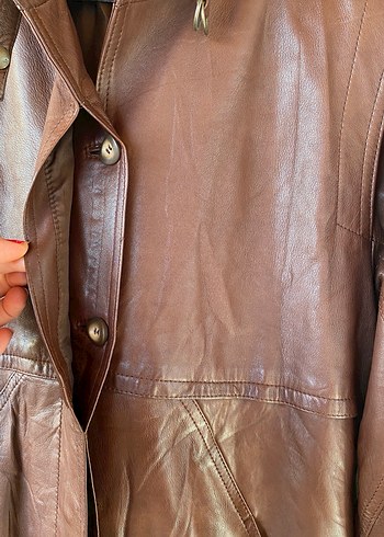 Alman Kalitesi (Munz) Gerçek Deri Uzun Trençkot - Görsel 8