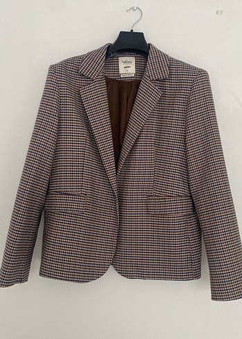 Kareli Kahverengi Kadın Blazer Ceket