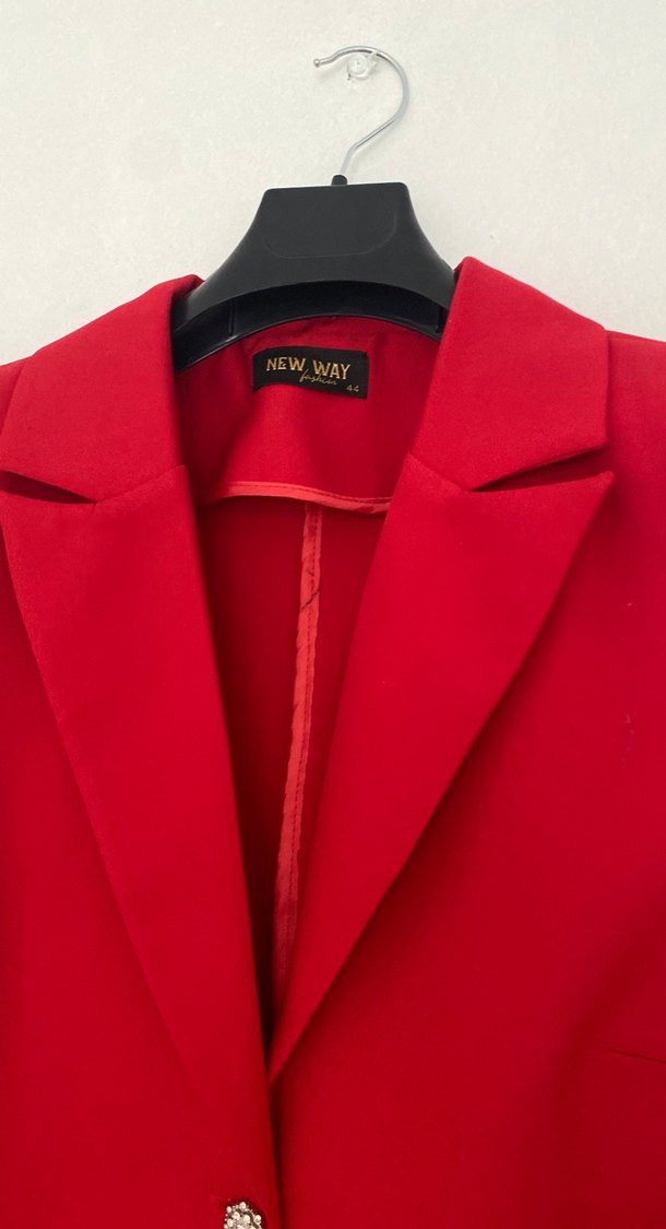 Kırmızı Mini Kadın Blazer Ceket - Görsel 5