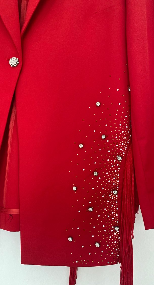 Kırmızı Mini Kadın Blazer Ceket - Görsel 3