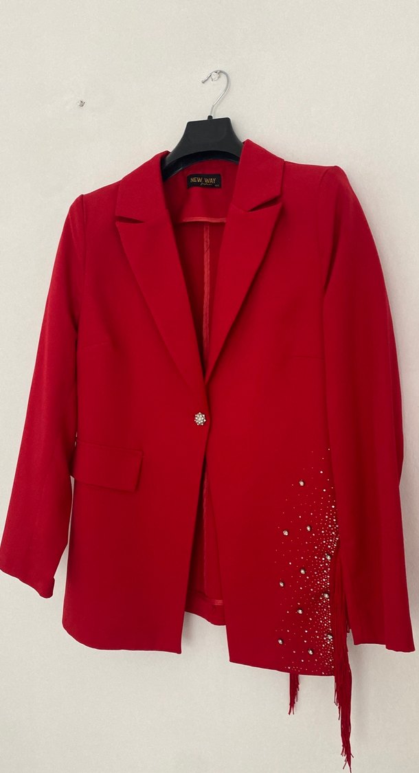 Kırmızı Mini Kadın Blazer Ceket - Görsel 2