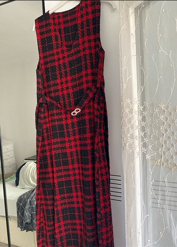 Chanel Kırmızı Siyah Ekose Desenli Kadın jile