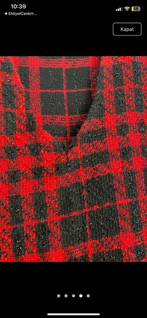 Kırmızı Siyah Ekose Desenli Kadın  jile - Görsel 4
