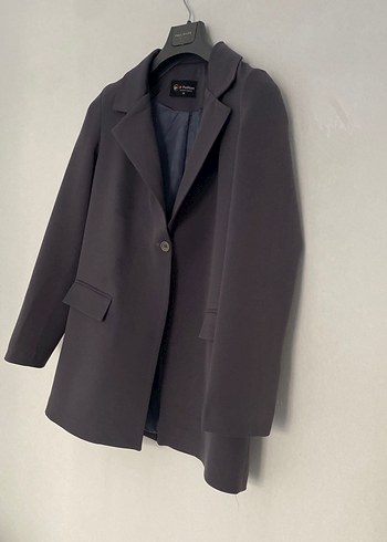 Gri Düğmeli Kadın Blazer Ceket