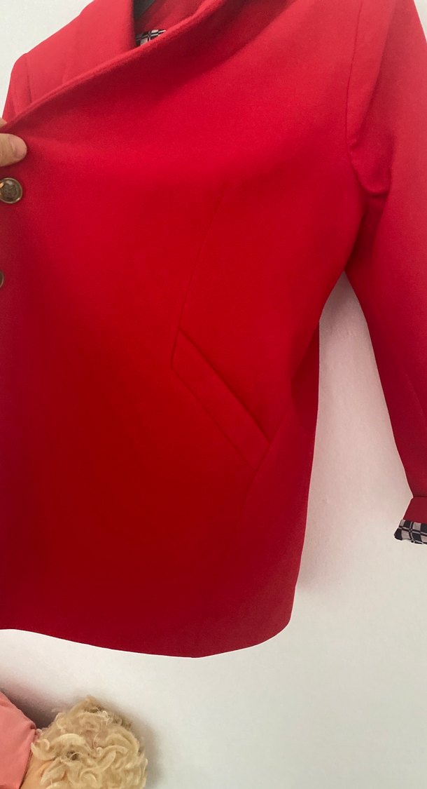 Düğmeli Kırmızı Midi  blazer ( marka temsili ) - Görsel 4