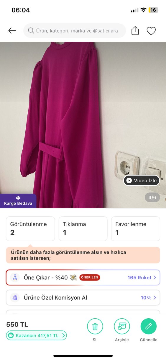 Düğmeli Uzun Pembe Kadın Elbise - Görsel 3