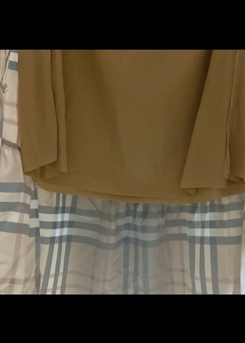 (Marka temsili)Kadın Camel Kemerli Uzun Ekose Etek - Görsel 5