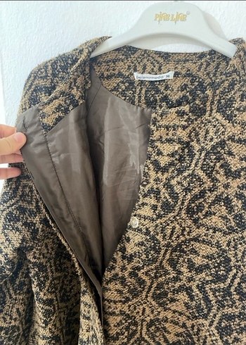 Uzun Kol Bohem Yılan Desenli Kahverengi kap kaban - Görsel 2